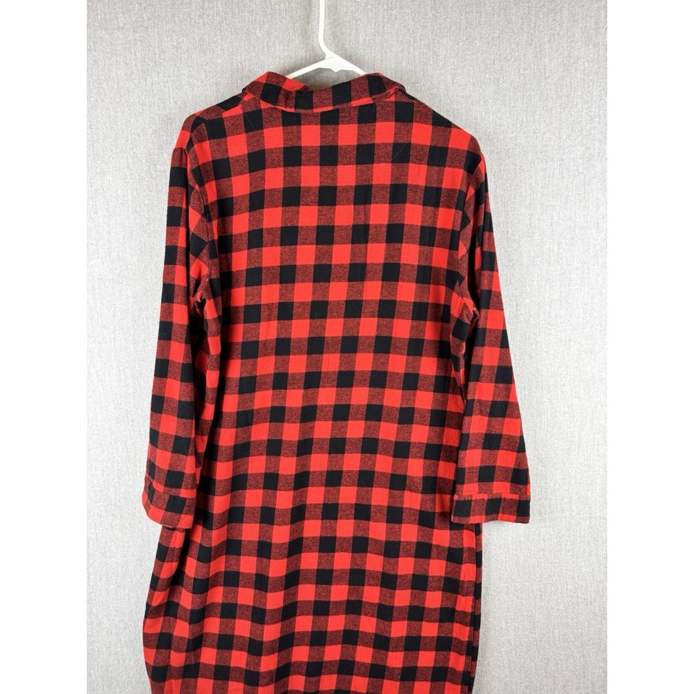 Latuza Buffalo Plaid‎ Flannel Nightgown Dress Red Black Cotton Medium - Picture 8 of 14